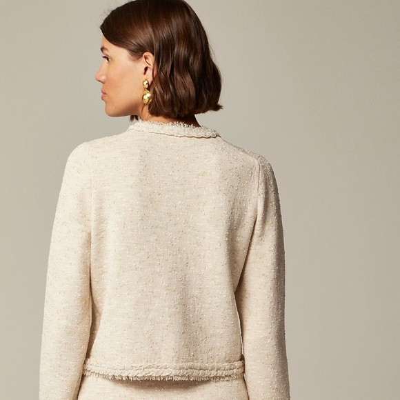 NWT J.Crew Marled Fringe-trim Sweater Lady Jacket - Picture 3 of 4